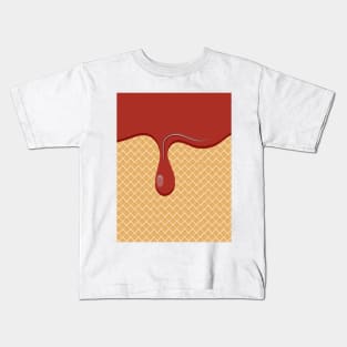 Chocolate Ice Cream Waffle Gelato Pattern Kids T-Shirt